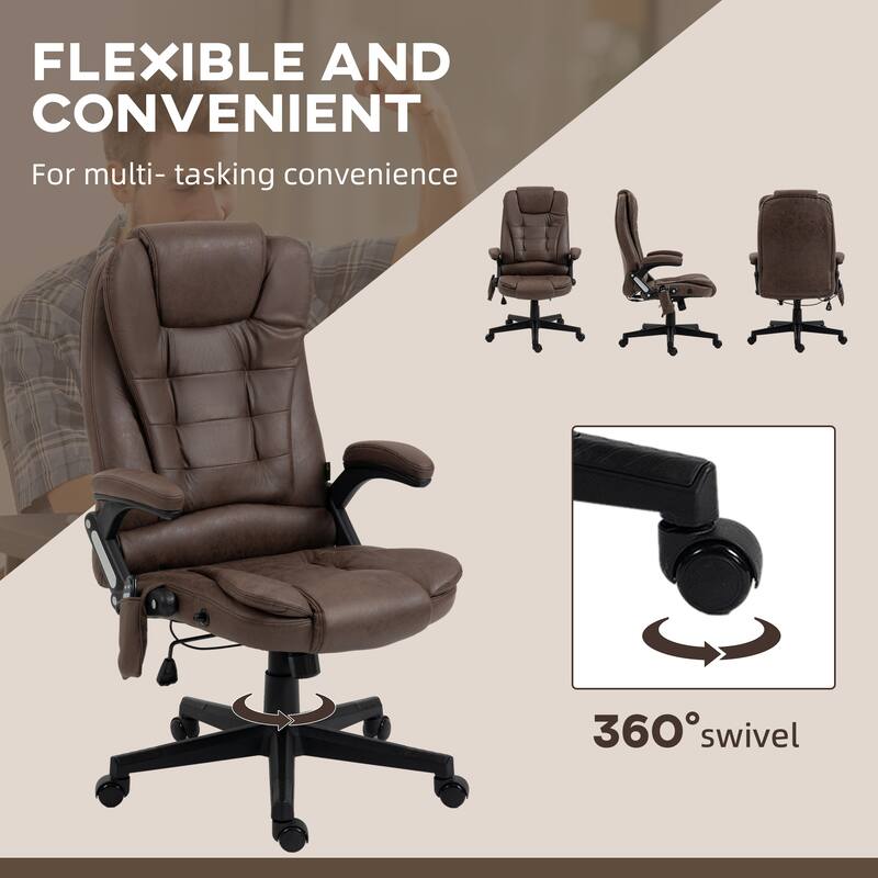 6 Point Vibrating Massage Office Chair Microfiber High Back Executive Office Chair with Heat, Padded Armrests and Remote
