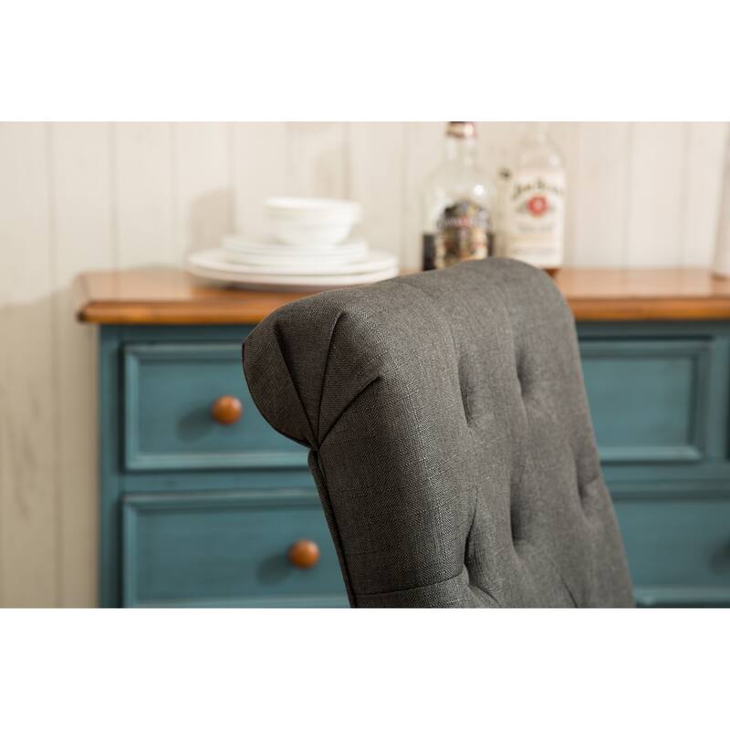 Charcoal Set of 2 Upholstered Chair Dining Chair with Button Tufted Backrest, Reception Chair Accent Chair with Wood Frame