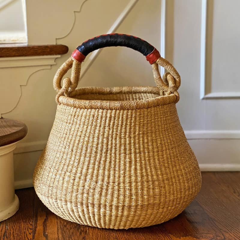 Handmade Pot Design Market Baskets, Color Variety or Natural