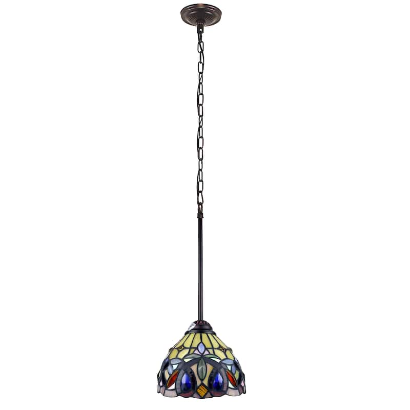 Tiffany-Style Victorian Design 1-light Dark Bronze Hanging Pendant