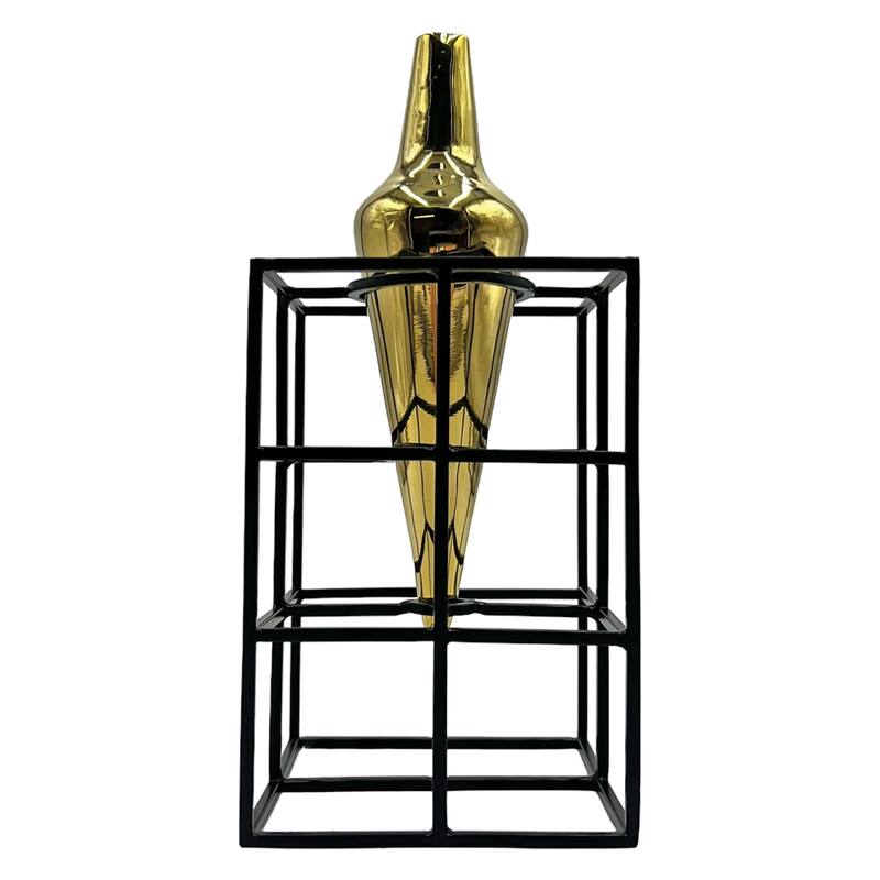 Amphora Cage Vase for Flowers - Large (4.5 x 4.5 x 10.5 in) - Black