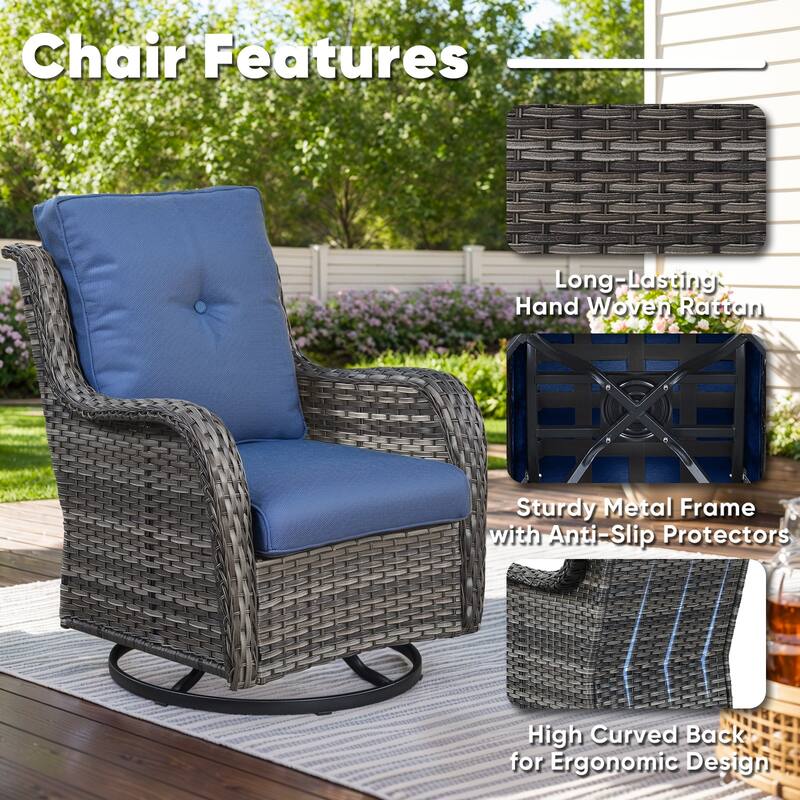 Pocassy Swivel Chairs Glider Chair with Cushion