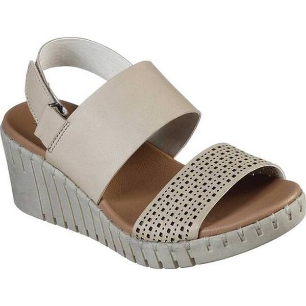 Shop Skechers Women S Pier Ave Slingback Wedge Sandal Taupe Overstock 30870714