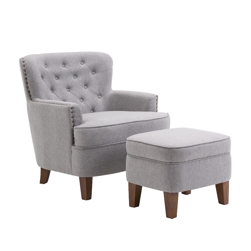 Porthos Home Idir Accent Chair, Fabric Upholstery, Rubber Wood Legs