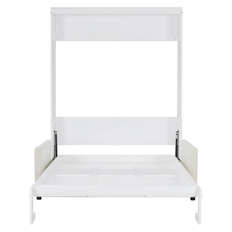 Multifunctional Full Size Murphy Bed with Sofa & Cushion, Ideal for Studio Apartments & Space Efficiency