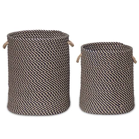 Indoor/Outdoor Cabana Woven Hamper Baskets w/Twisted Texture