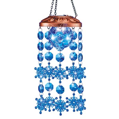 Solar Powered Snowflake and Beads Garden Mobile - 5.12 x 20 x 5.12