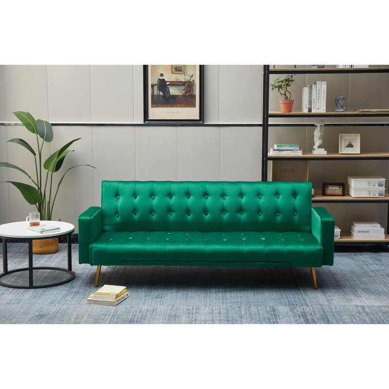 75'' Wide Tufted Velvet Convertible Sleeper sofa - Green