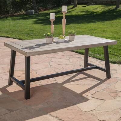 Outdoor Light Grey Sandblast Finish Acacia Wood Dining Table