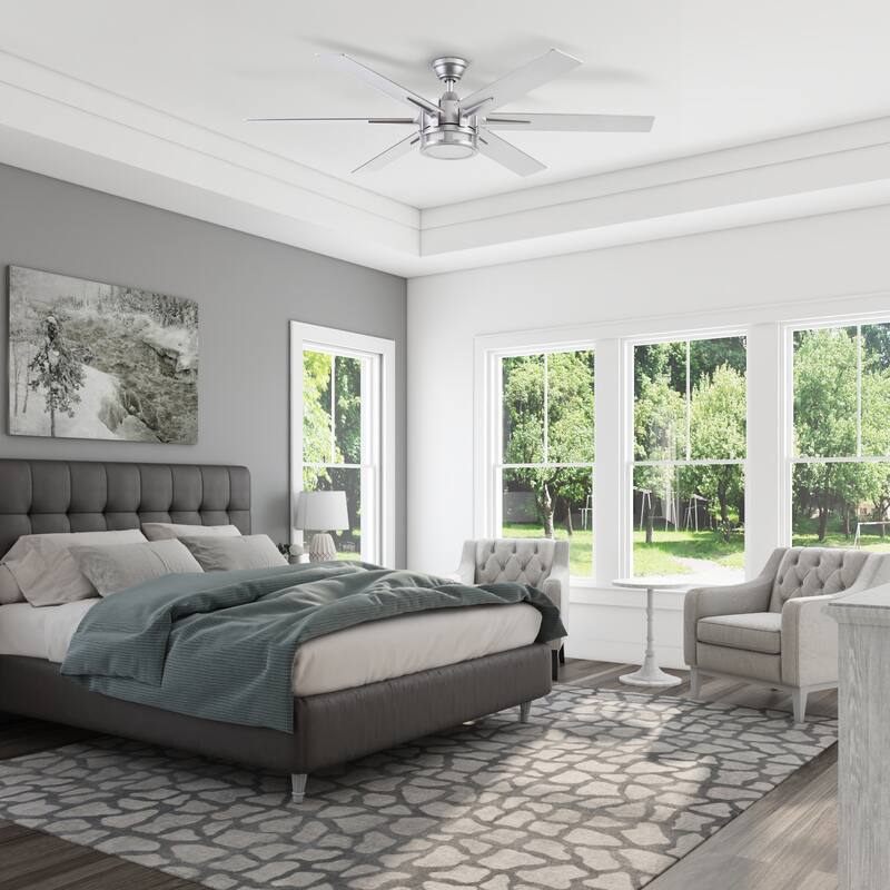 56" Honeywell Kaliza Pewter Indoor Modern LED Ceiling Fan with Light and Remote Control