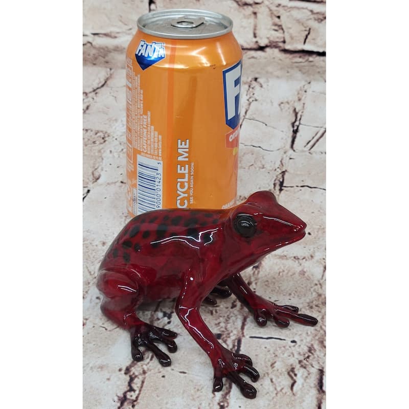 Red Black Poison Dart Tree Frog Bronze Sculpture Figurine Signed Numbered Collectible