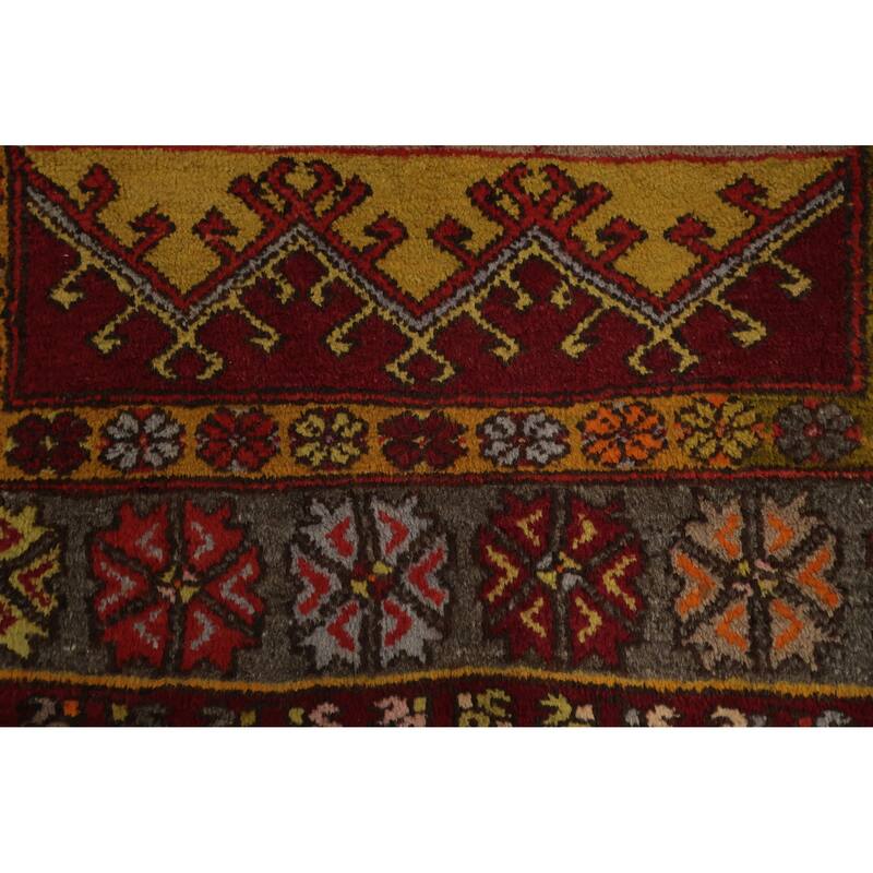 Hand Knotted Oriental 100% Wool Carpet Transitional Geometric Red Anatolian Area Rug - 5' 6'' X 3' 6''