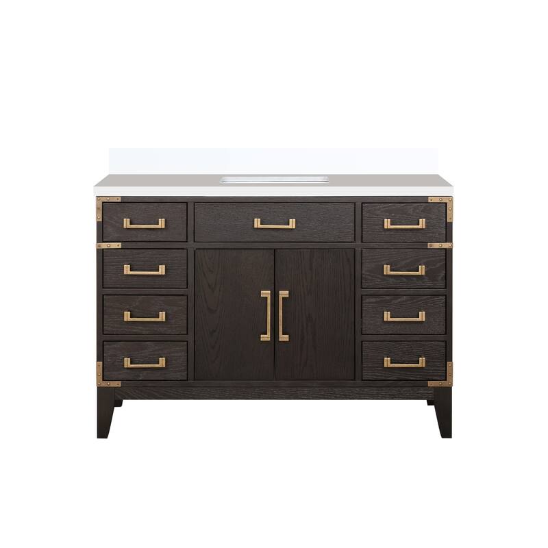 Laurel 48 in W x 22 in D Black Oak Single Bath Vanity and White Quartz Top