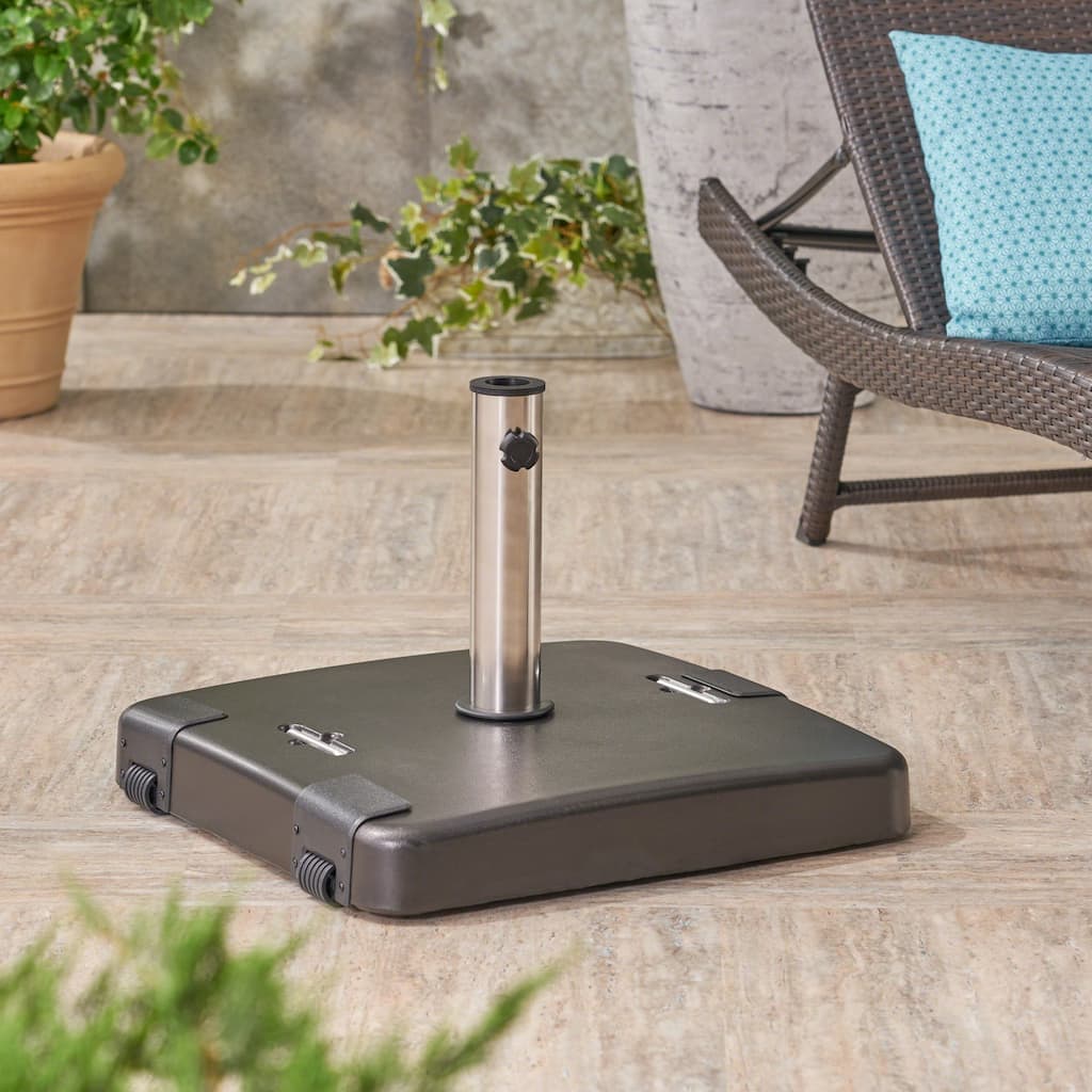Heavy Concrete Outdoor Umbrella Base with Stainless Steel Collar