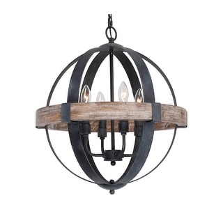 Castello 4-Light Wood Orb Chandelier (Brown/Black) - Chandeliers For Bedrooms by Overstock.com