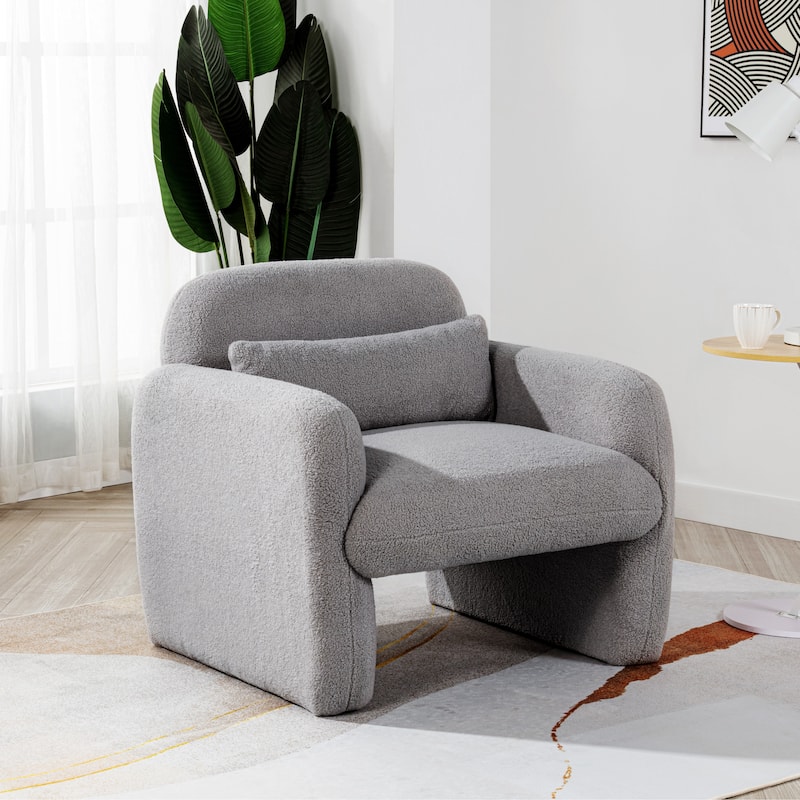 Minimalist Single Sofa Chair Accent Chair with Armrests, Armchair Lounge Chair Gray Leisure Chair Reading Chair