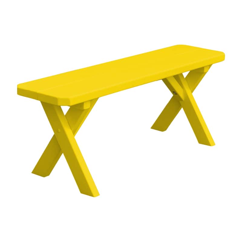 Pine 4' Crossleg Bench - Canary Yellow