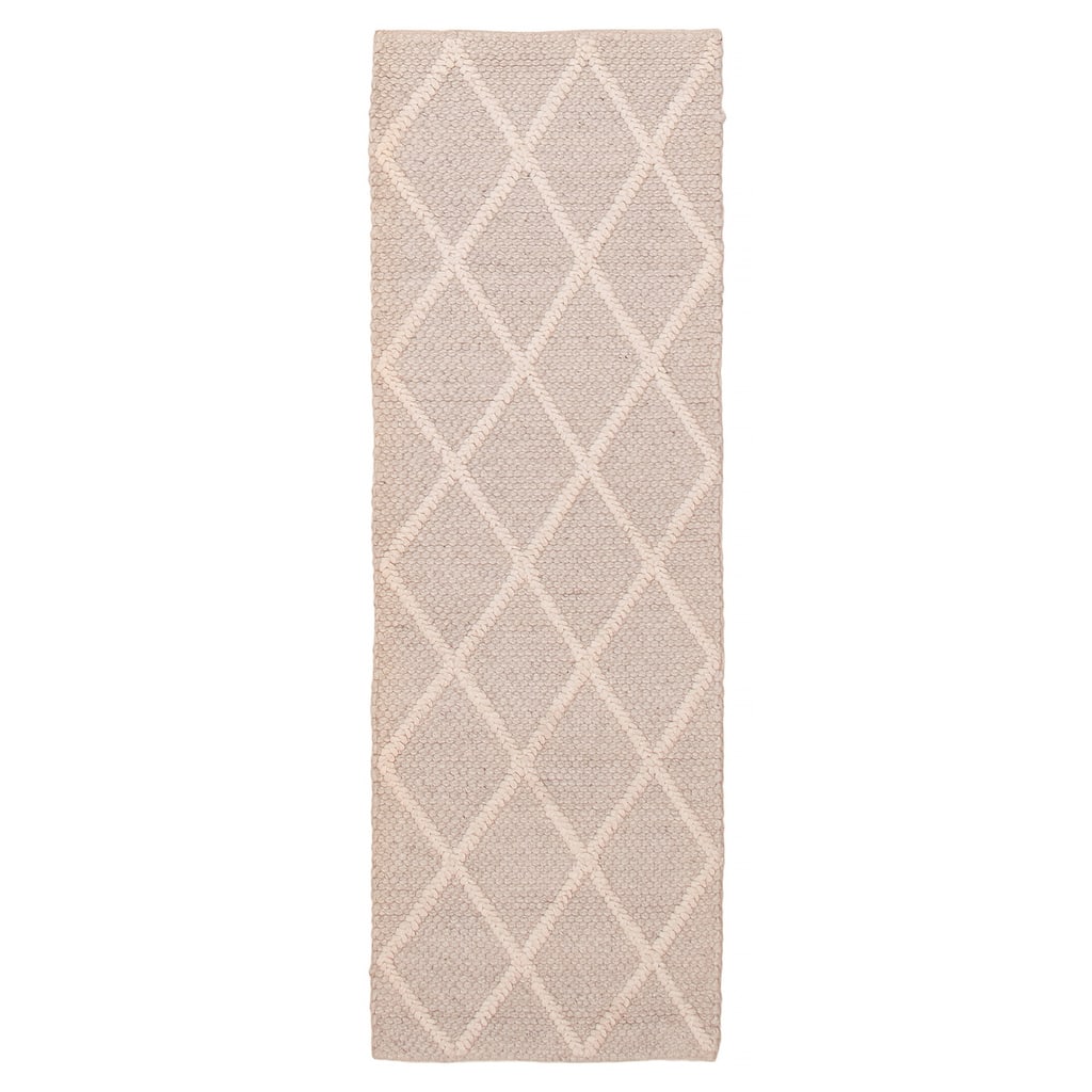 ECARPETGALLERY Braid weave Sienna Grey Wool Rug - 2'3 x 6'9