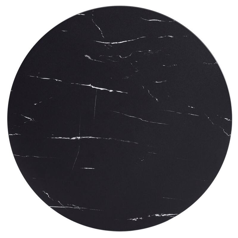 Vail Round Dining Table 27 in. Sintered Stone Tabletop in Black Stainless Steel Round Pedestal Base with Gold Accents