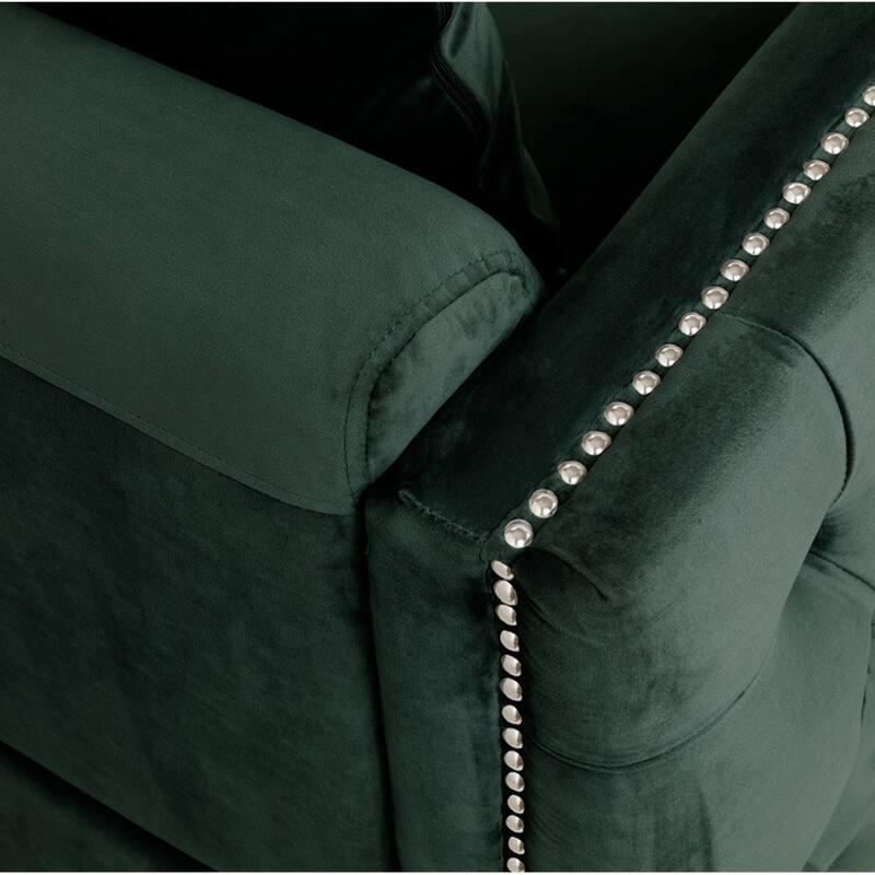 Velvet Sofa with 3 Pillows