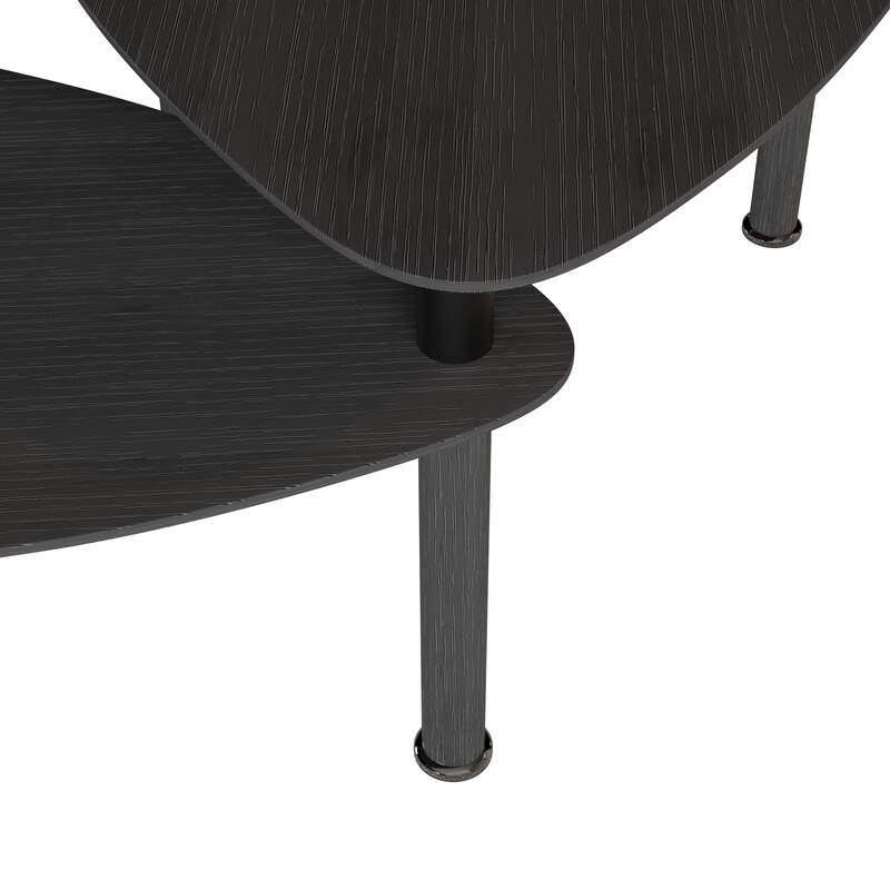 GDFStudio - Vesper 360 Degree Rotatable Nesting Coffee Table with Solid Rubberwood Legs