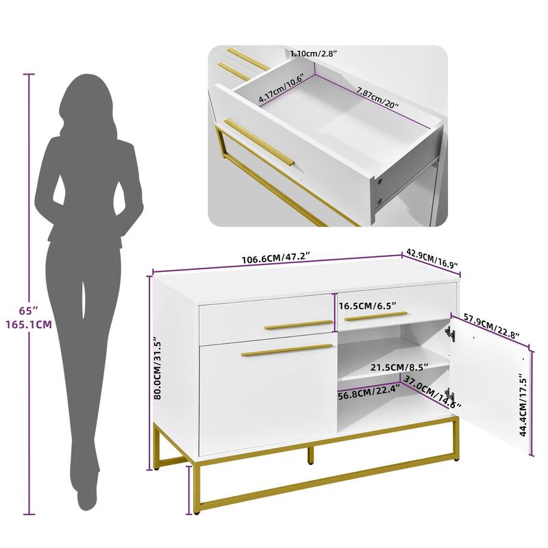 Moasis 47.2" Modern Sideboard Buffets with 2 Drawers & Doors