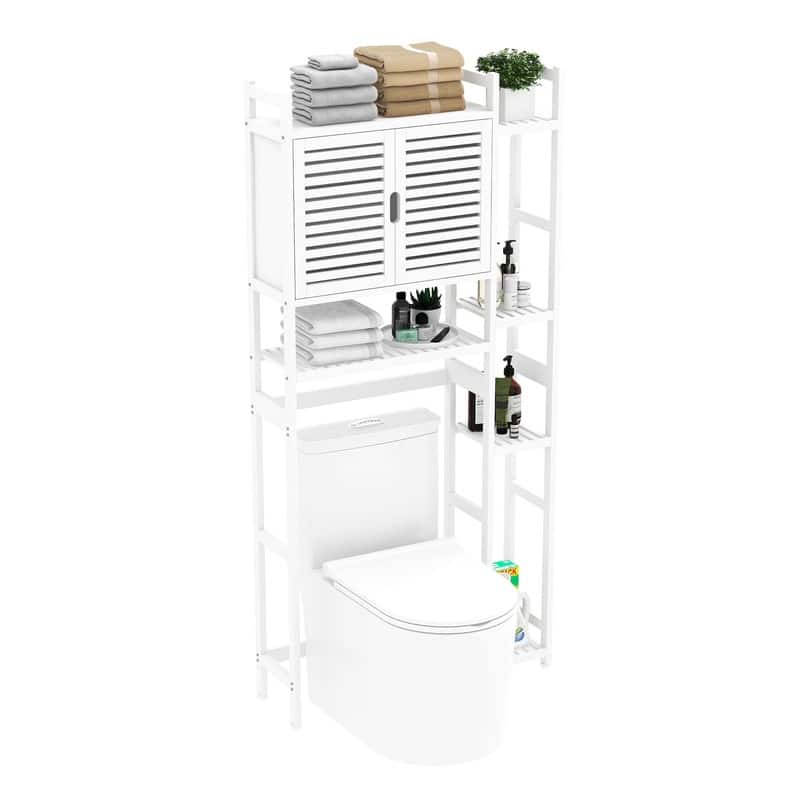 Moasis Bamboo Over-The-Toilet Cabinet with Shelf for Bathroom Storage