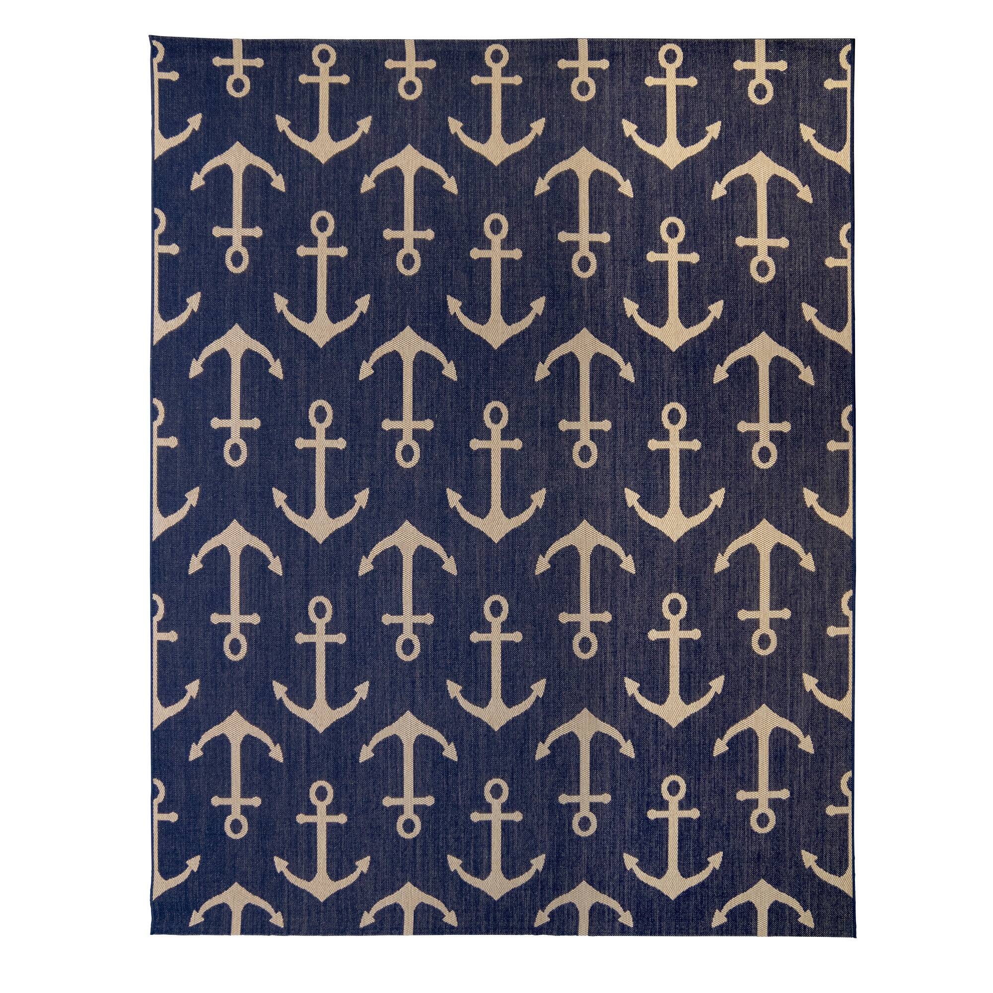Gertmenian Paseo Maritime Navy Nautical Anchor Indoor/ Outdoor Area Rug