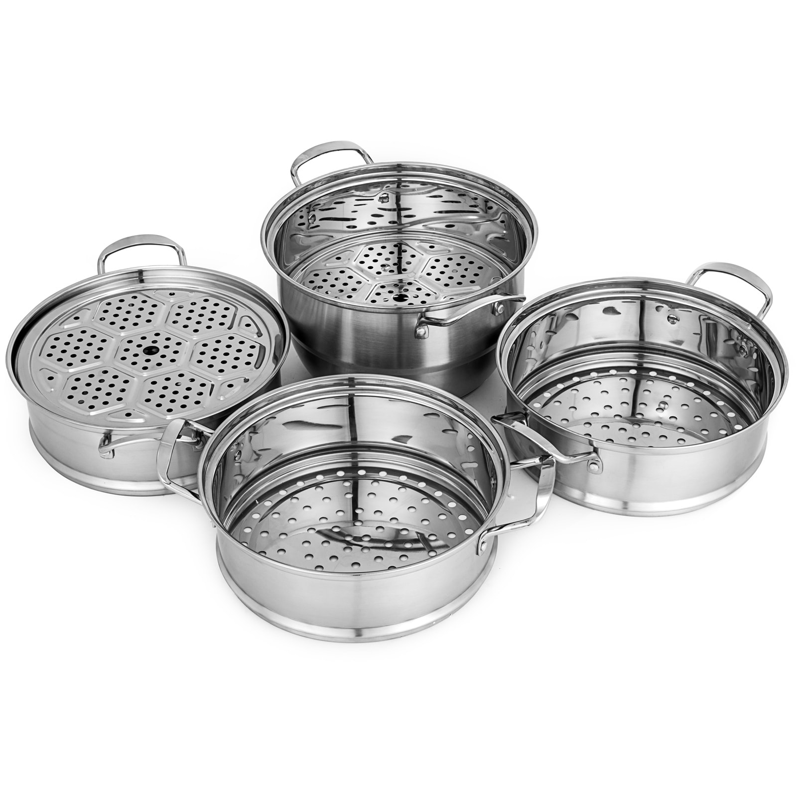 VEVOR 5-Tier Stainless Steel Steamer 11in Multi-Layer Cookware Pot with  Handles