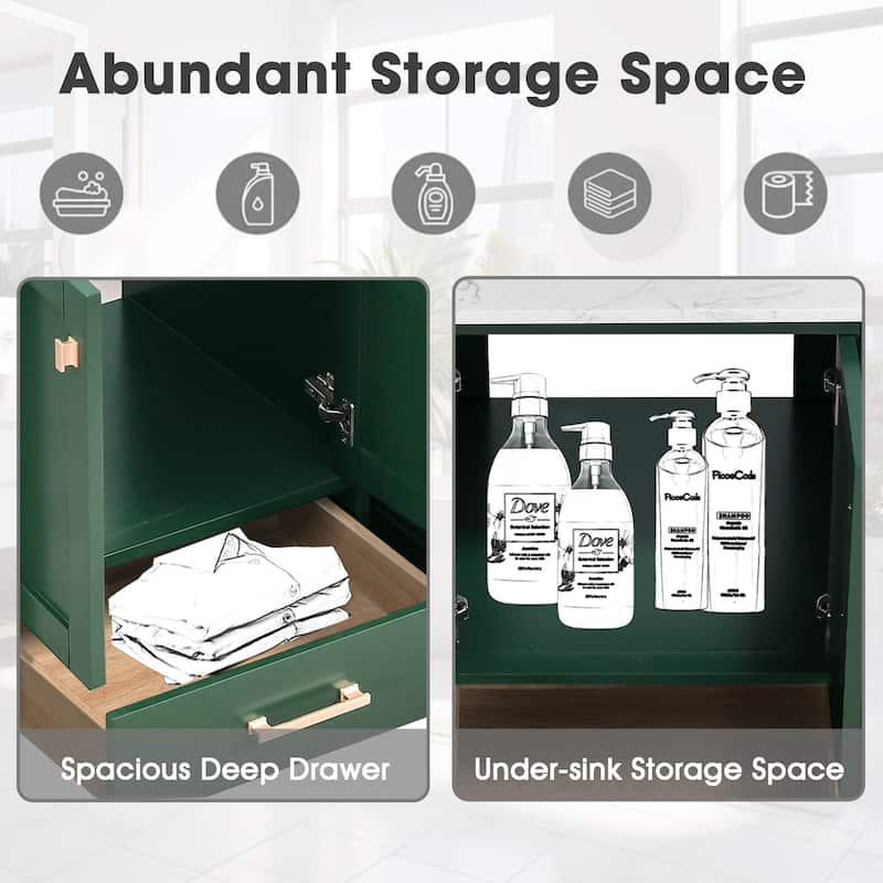 OpalithD 60 in. Bathroom Vanity with Single Sink, Wood Bath Cabinet with Top