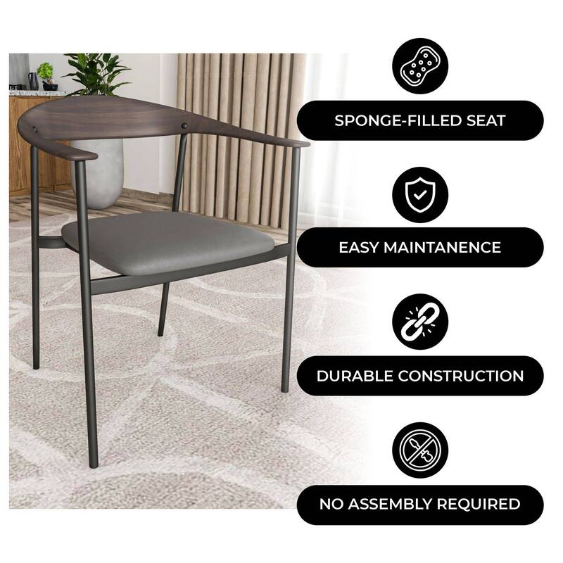 Leather Dining Chair with Stainless Steel Frame Set of 2 Kora Series