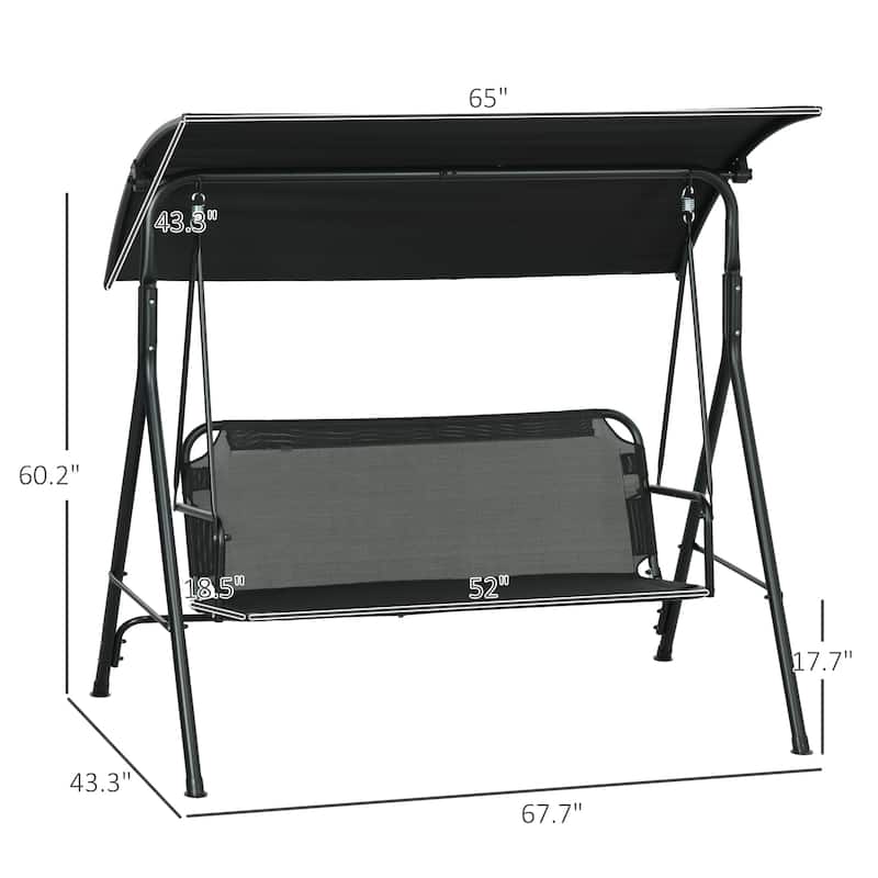 Steel 3-Seat Patio Swing with Stand and Removable Cushion - Outdoor Canopy Swing (529lb Capacity)