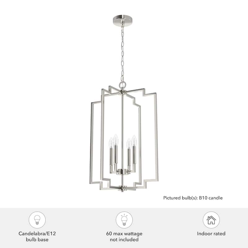 Hunter Zoanne 4-Light Modern Pendant Hanging Light - Island, Entry, Dining - Geometric, Contemporary, Candle, Transitional