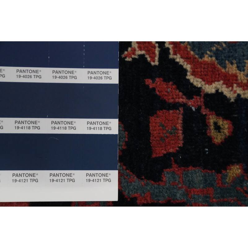 Hand Knotted Oriental 100% Wool Carpet Traditional Floral Navy Blue & Blues Sarouk Area Rug - 6' 10'' X 4' 5''