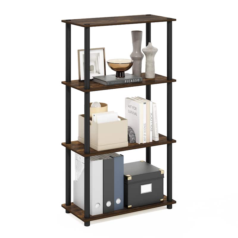 Furinno Turn-N-Tube 4-Tier Multipurpose Shelf Display Rack, Americano/Black