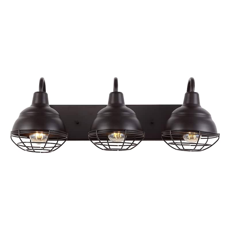 Cora 24.5" 3-Light Industrial Farmhouse Iron LED Vanity, Oil Rubbed Bronze by JONATHAN Y - 3 Light
