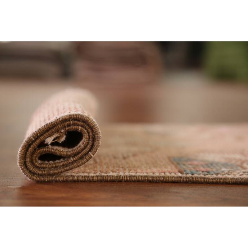 Hand Knotted Oriental 100% Wool Carpet Transitional Tribal Peach Anatolian Area Rug - 2' 10'' X 1' 6''