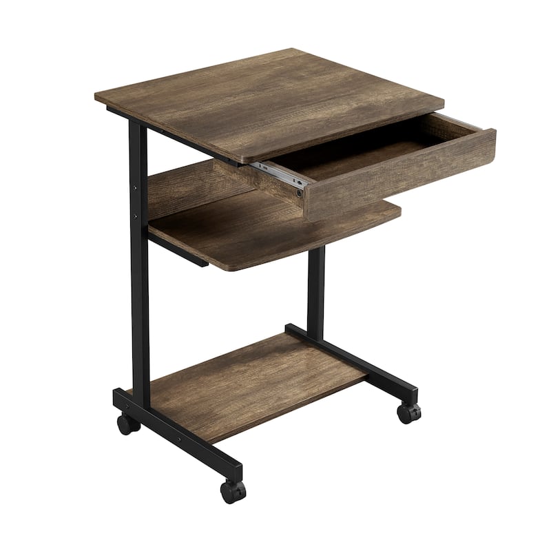 Yaheetech Rolling Computer Desk Table Tray Desk with Drawer and Shelf