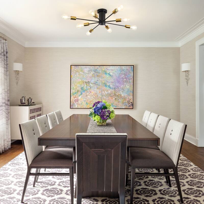 8-Light Modern Semi Flush Mount Sputnik Ceiling Light for Kitchen Bedroom Dining Room