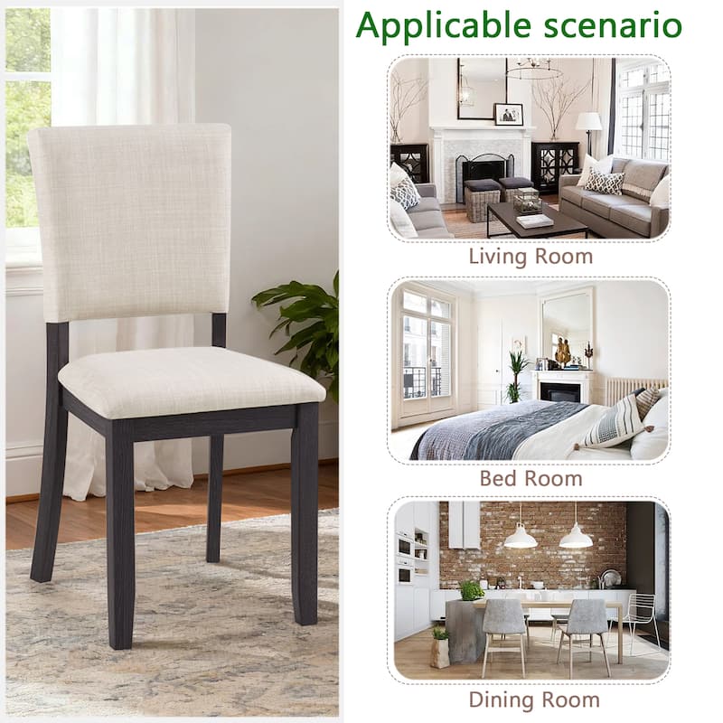 GDFStudio - Silken Minimalist Upholstered Ergonomical Curved Backrest Dining Chairs, Padded Seat, Set of 4