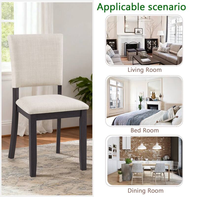 Modern Minimalist Dining Chairs Set of 4, Kitchen Chair with Padded Seat, Wooden Upholstered Side Chair for Dining Room