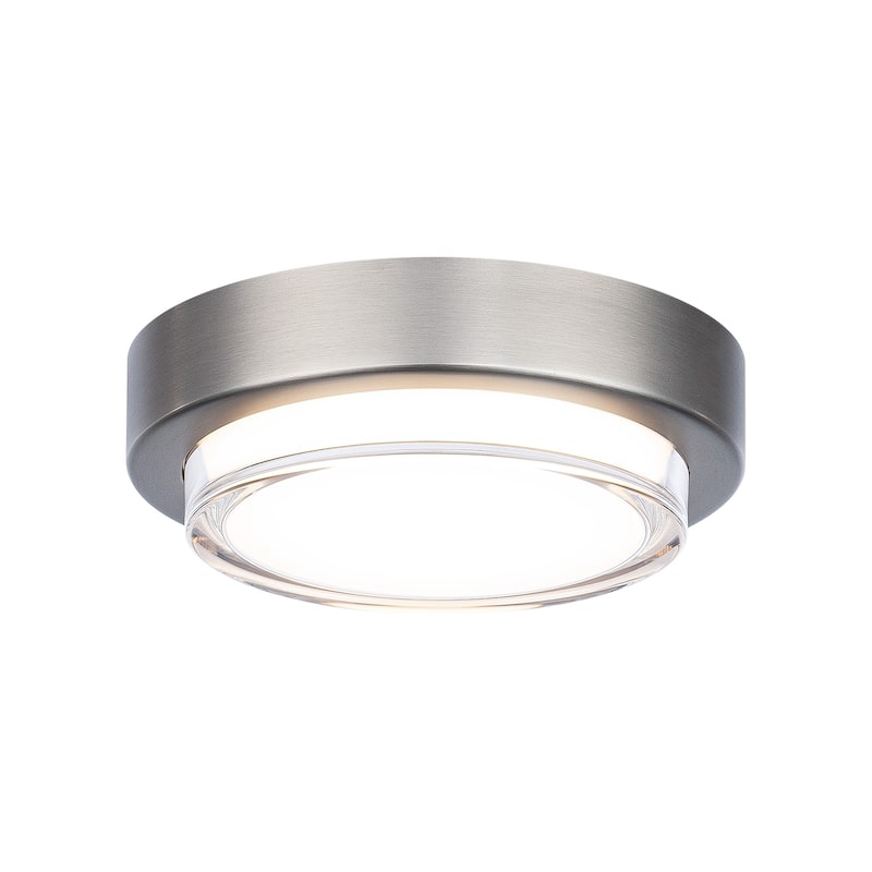 Kind 8in LED Round Indoor Flush Mount 3-CCT 2700K-3000K-3500K Set to 2700K in Brushed Nickel - Brushed Nickel-3000K - 8