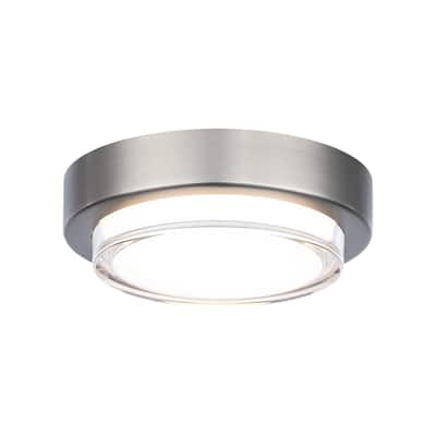 Kind 8in LED Round Indoor Flush Mount 3-CCT 2700K-3000K-3500K Set to 2700K in Brushed Nickel