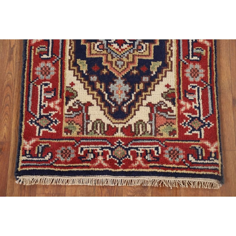 Navy Blue Heriz Serapi Indian Accent Rug Handmade Foyer Wool Carpet - 2'0" x 3'0"