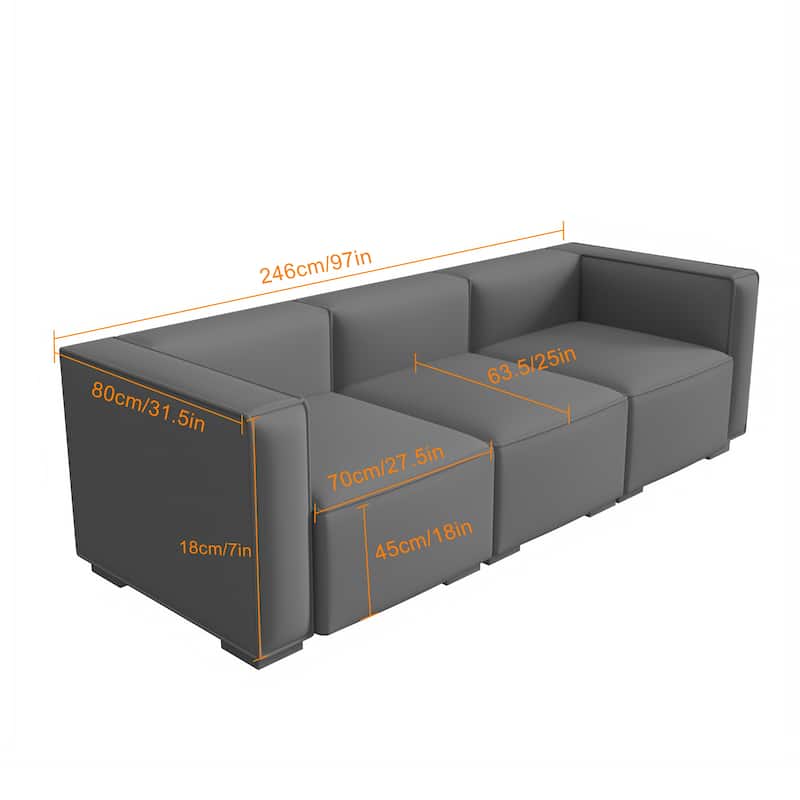 Wayna 3-seater sofa, sofa with solid wood frame, Living Room Sofa - 31.5"*97"*7"