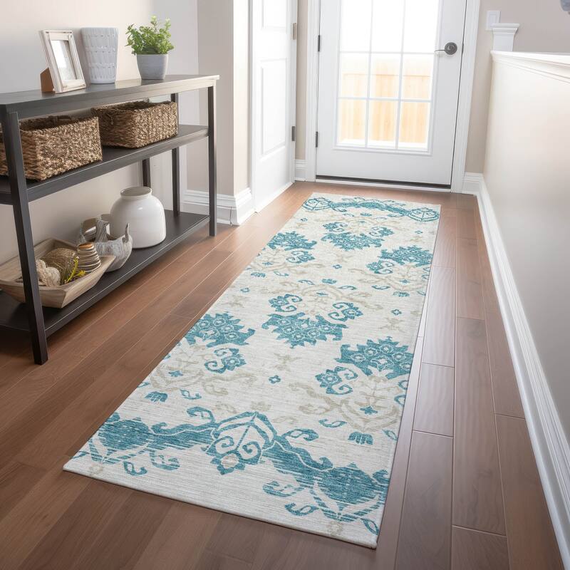 Premium Washable Super Soft Global Chic Mayfield Rug - Teal - 2' 3" x 7' 6"