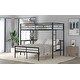 preview thumbnail 4 of 8, Metallic Black Twin over Full Metal Bunk Bed with Desk, Ladder and Quality Slats for Bedroom, 78.1''L*41.4''W*65''H, 103LBS