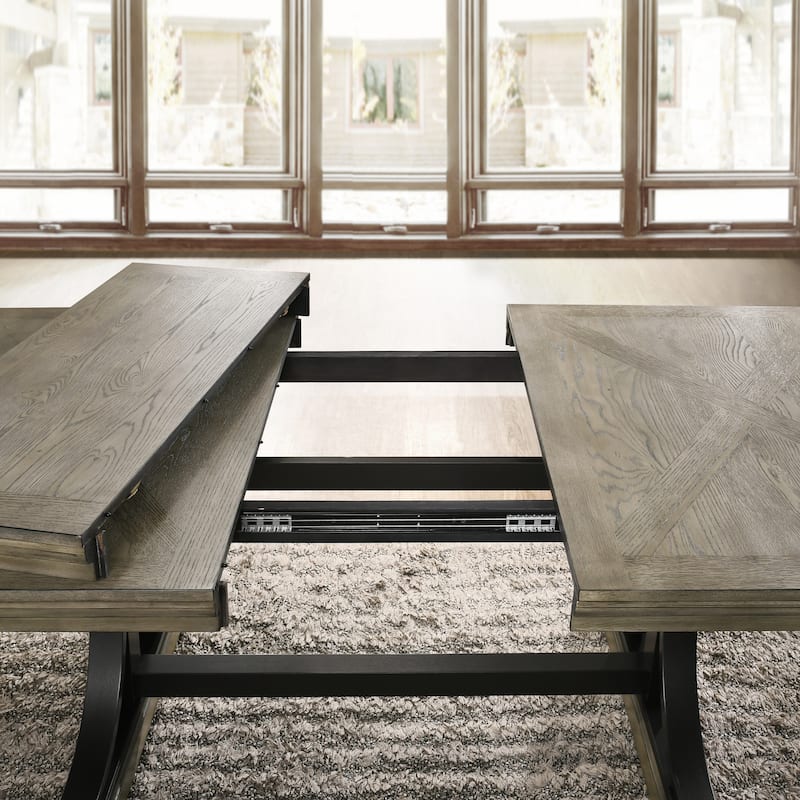 Roundhill Furniture Dasher Driftwood Finish Extendable Table