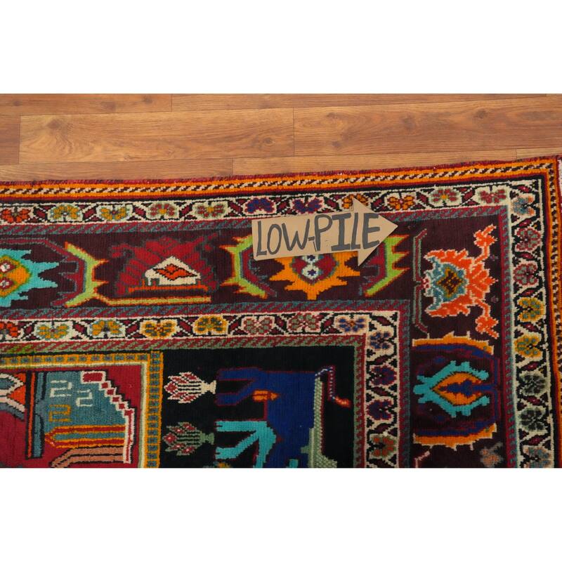 Hand Knotted Oriental 100% Wool Carpet Traditional Tribal Red Shiraz Area Rug - 7' 7'' X 4' 11''