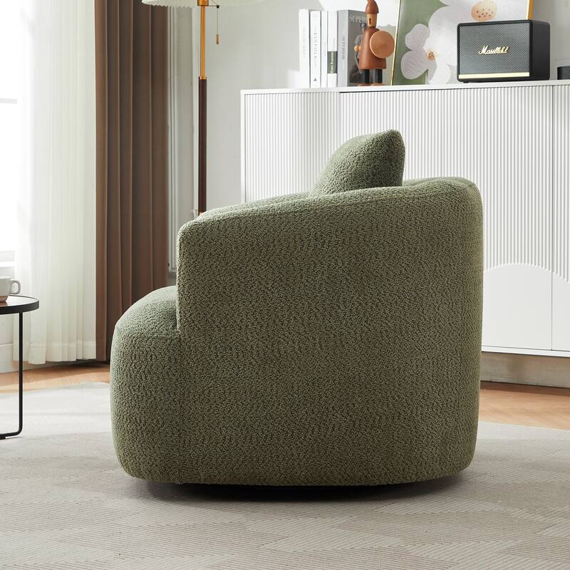 Swivel Chair with Throw Pillow & Spring Seat